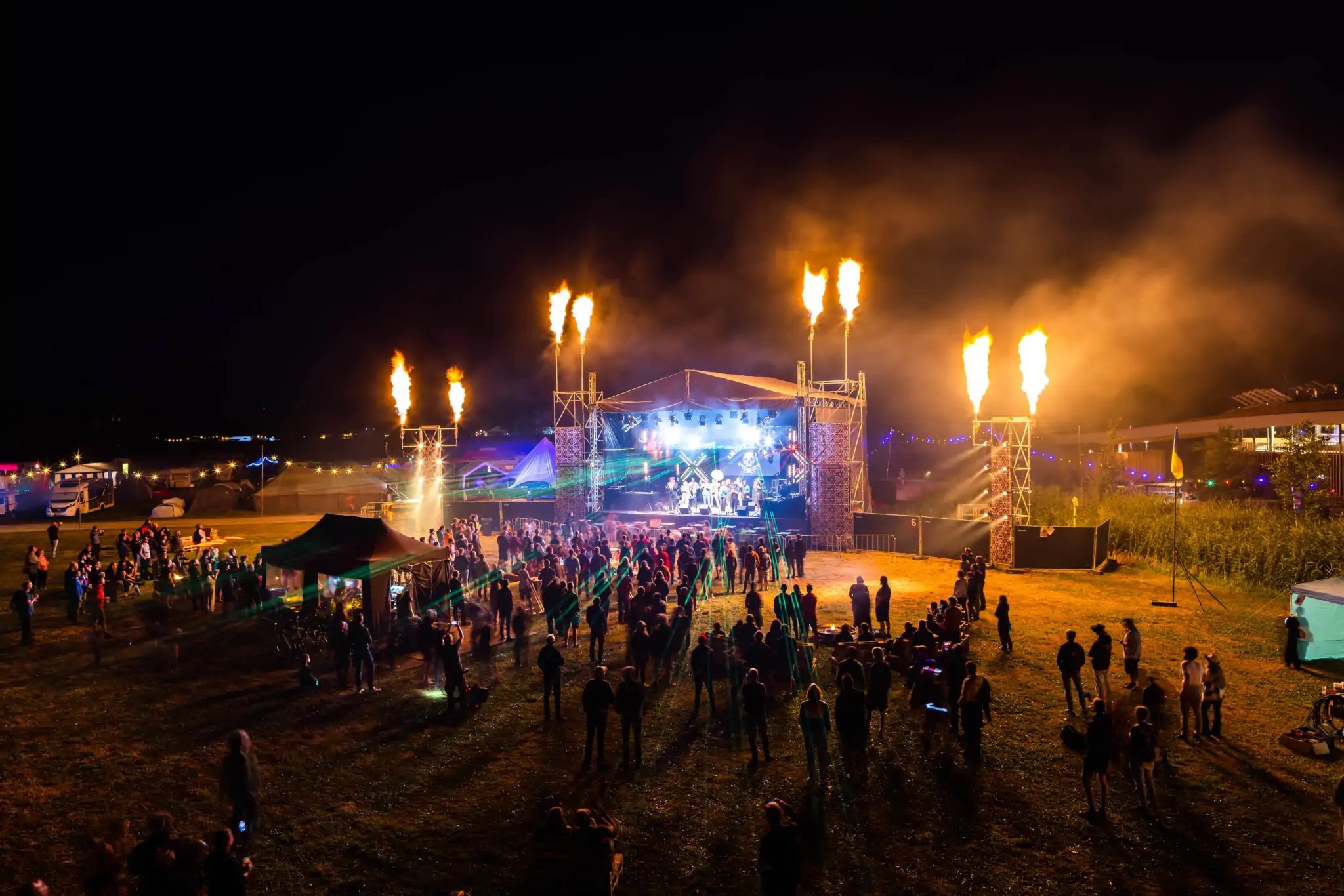 Main stage with lasers and flame throwers