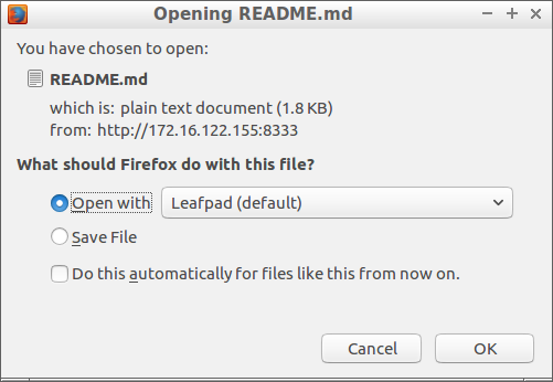 Download dialog for README.md
