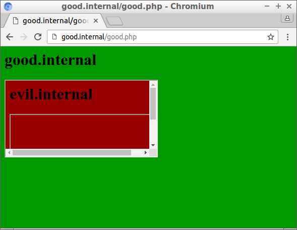Good.internal is not loaded in the iframe