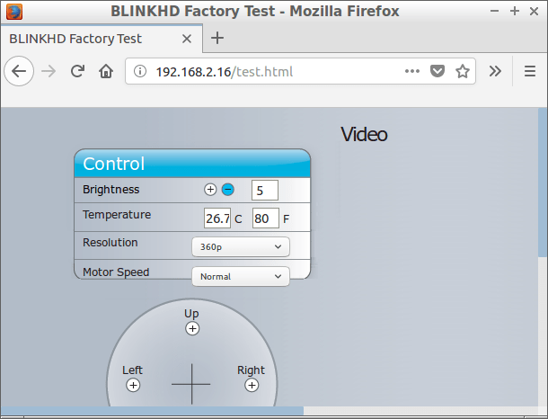 BLINKHD Factory Test page