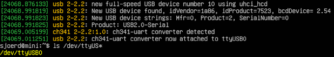 ch341-uart converter now attached to ttyUSB0